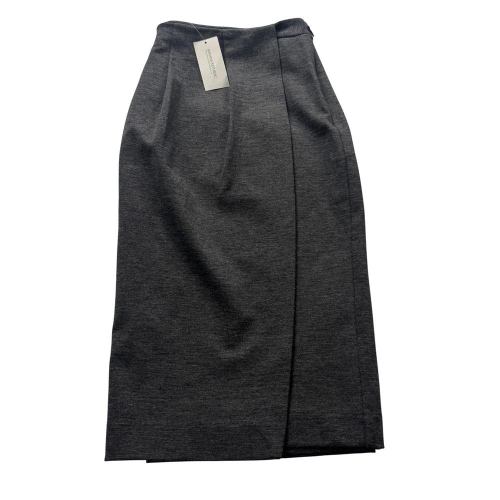 Banana Republic Charcoal Gray Pleated Wrap Pencil Skirt‎ Lined Career Business